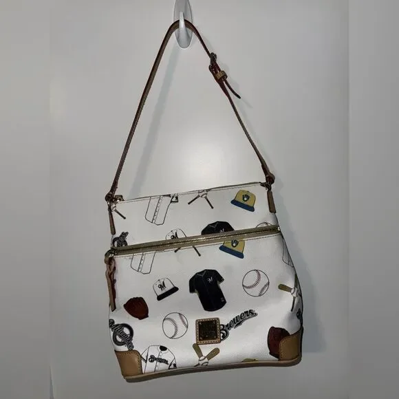 Dooney & Bourke White Sports Baseball Print Crossbody Bag - Picture 2 of 9
